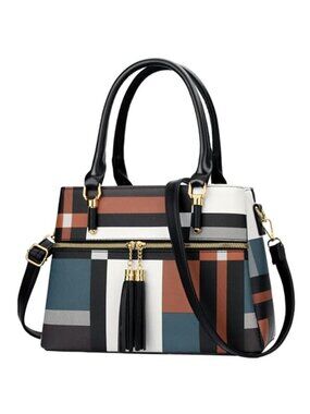 Womens PU Leather Handbag Shoulder Bag Satchel Purse Multi Pocket Tote Bag